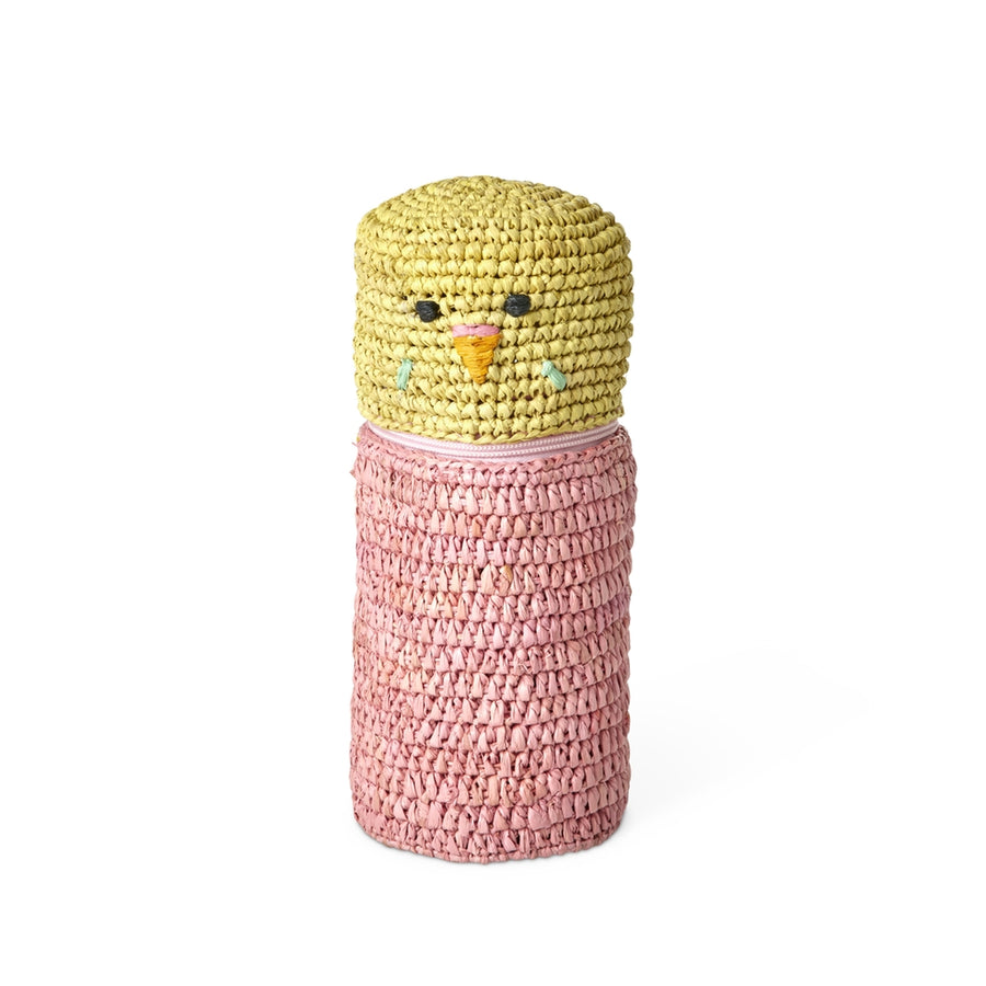 Lille Undulat Raffia Taske - Lyserød
