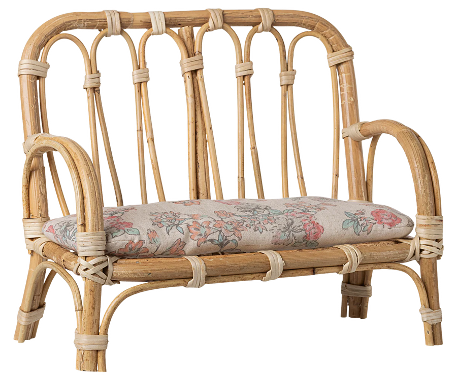 Maileg Rattan sofa, Stor - Natur