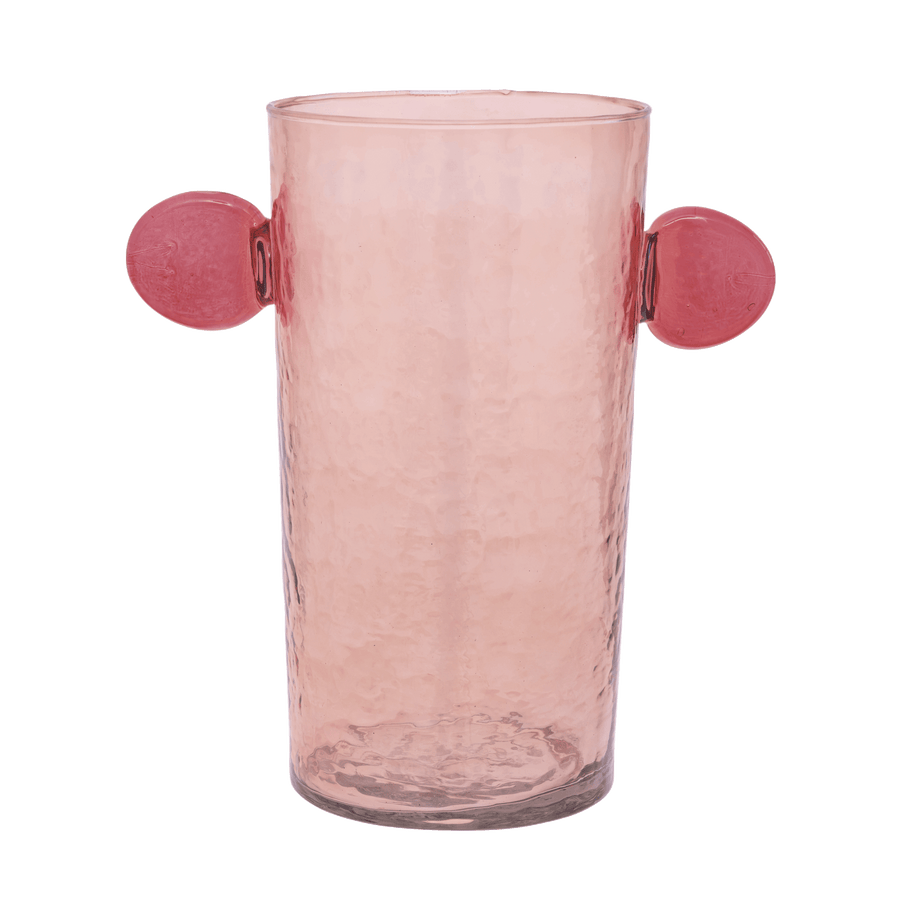 Glas vase m. ører - Lyserød