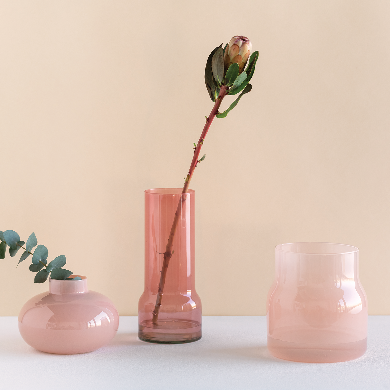 Glas vase - Lyserød