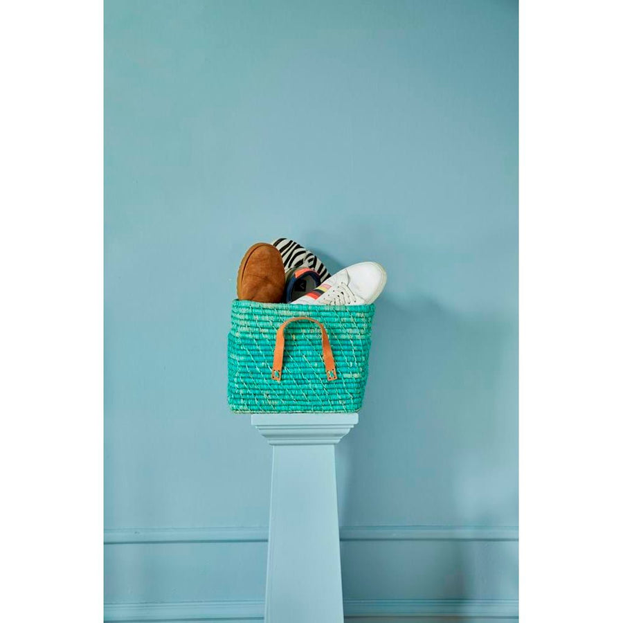 Fletkurv m. Læderhanke - Mint