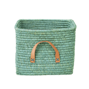 Fletkurv m. Læderhanke - Mint