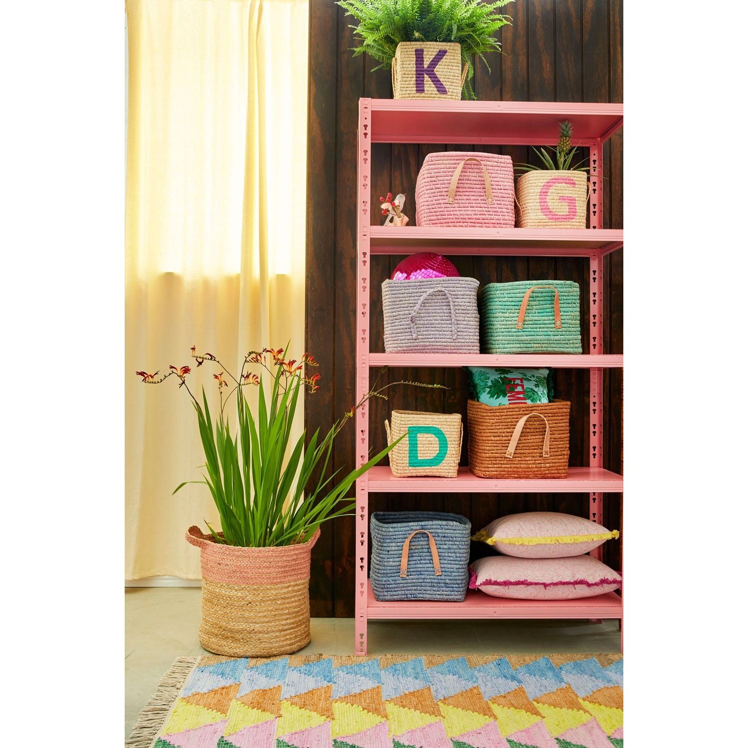 Fletkurv m. Læderhanke - Mint