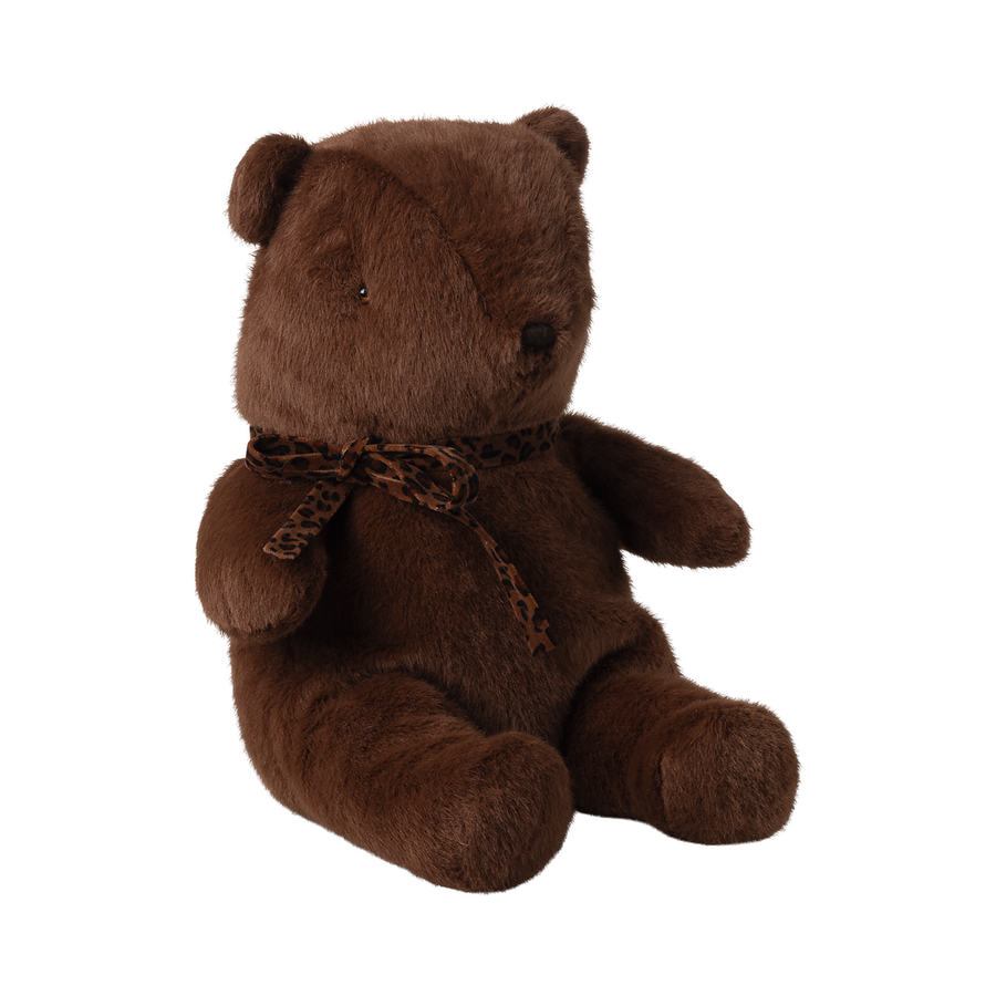 Bamse, plys, Medium - Mørk brun