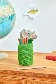Lille Elefant Raffia Taske - Grøn