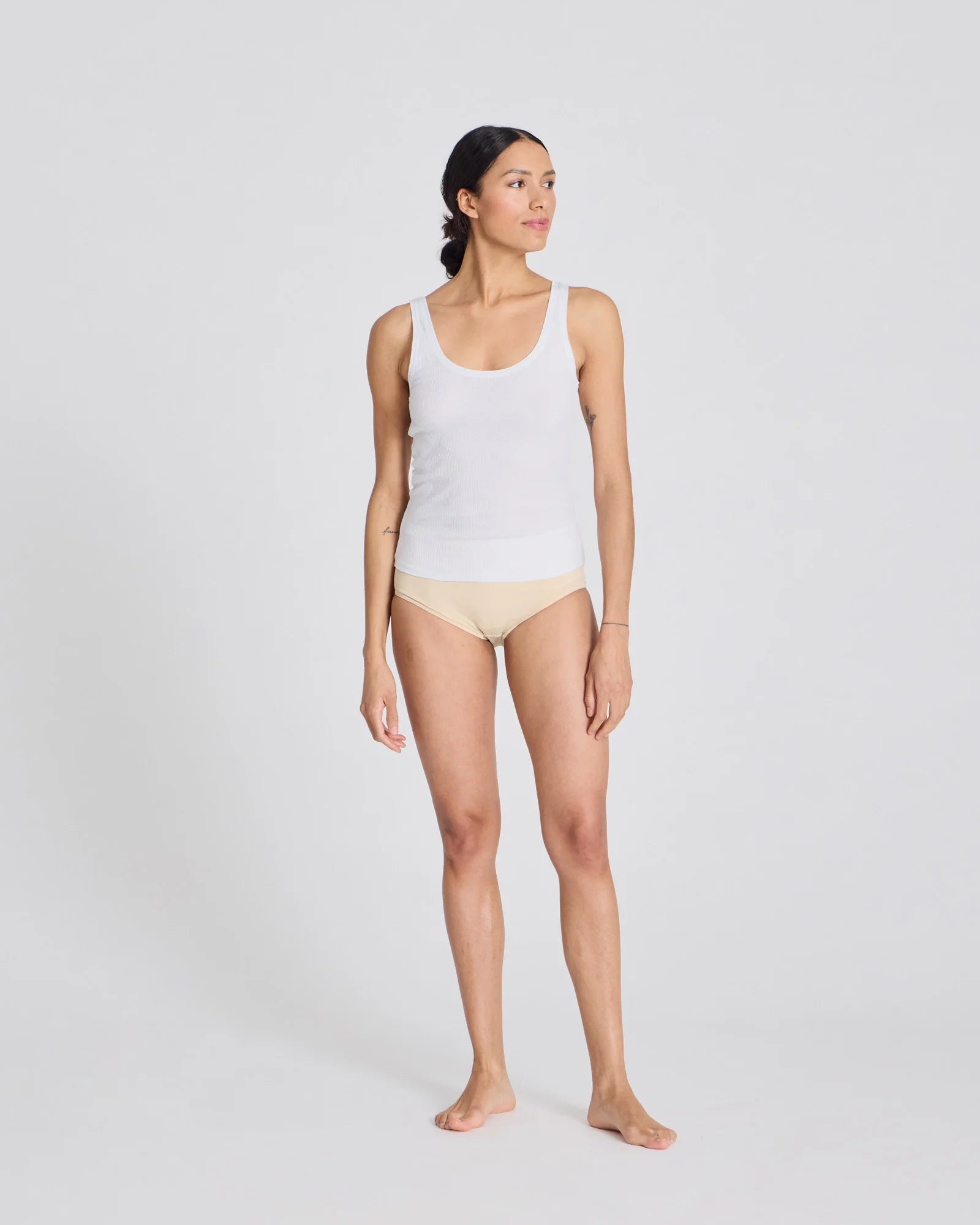 Beate Bomuld Top 3x2 Ribstrik - Hvid