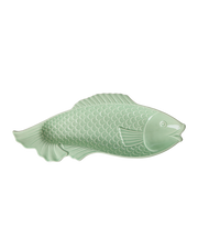 Keramisk serveringsfad formet som fisk - apple green