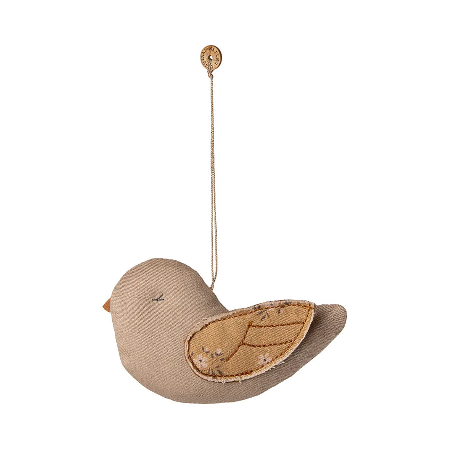 Stof ornament, Fugl - Marmor - Latte