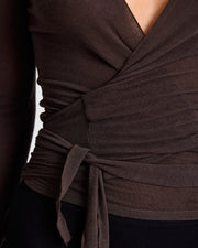 Anne Wrap L/S Wool Top - Mulch