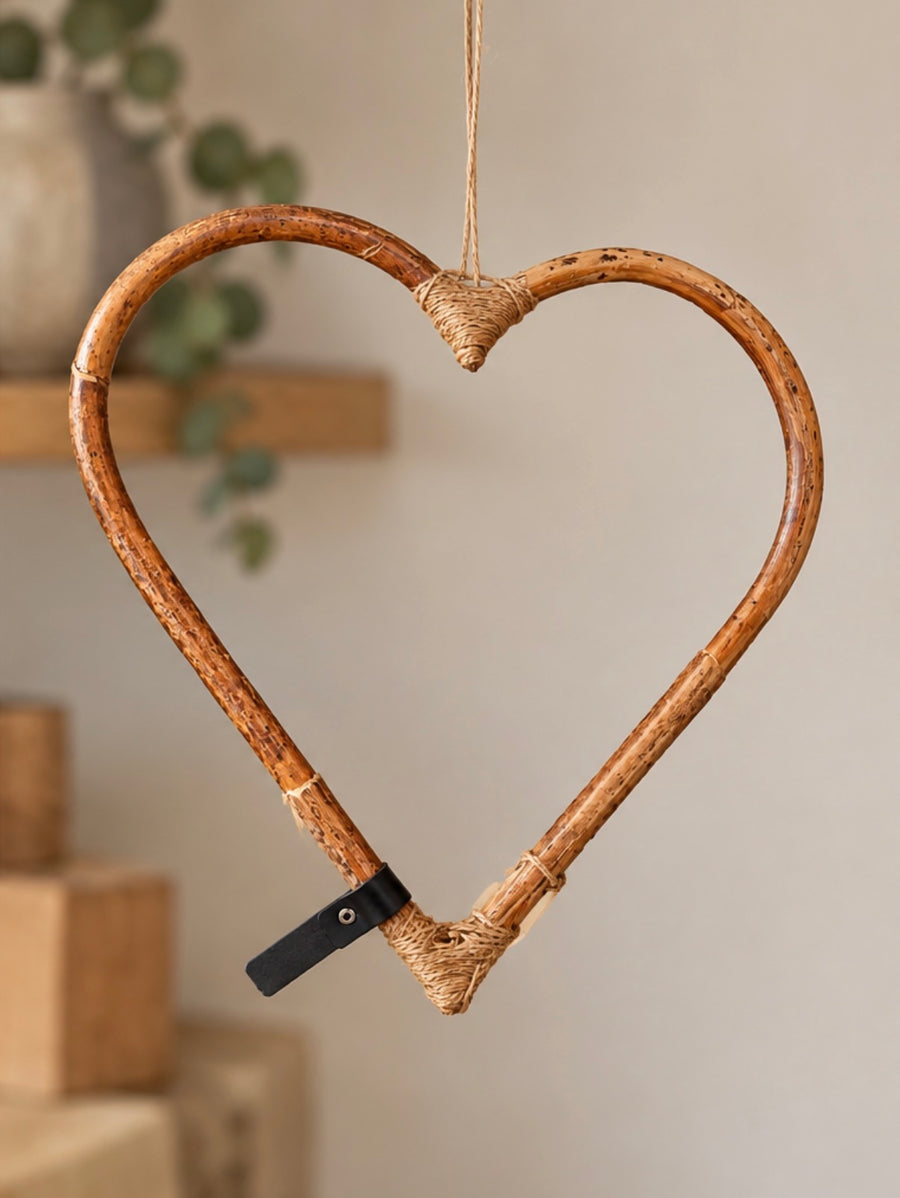 Julehjerte i Rattan 58 cm | Natur Julepynt