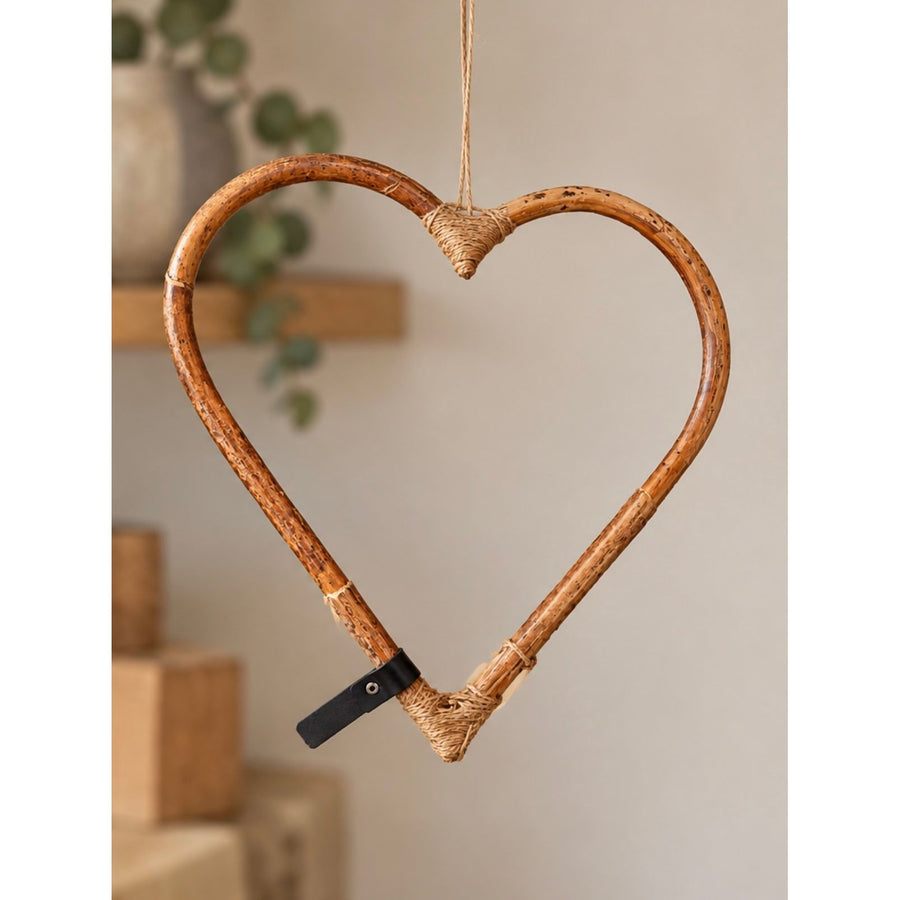 Julehjerte i Rattan 38 cm | Natur Julepynt