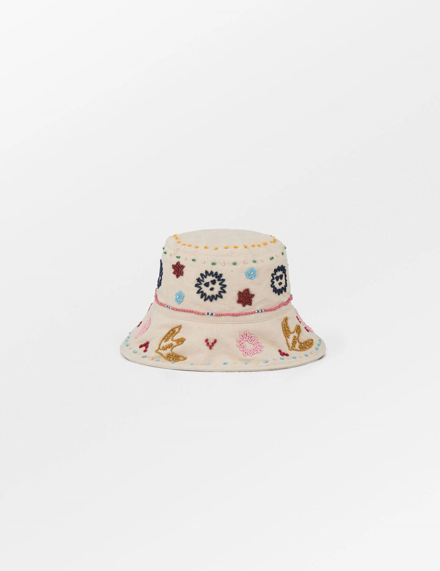 Beaded Bøllehat - Birch White