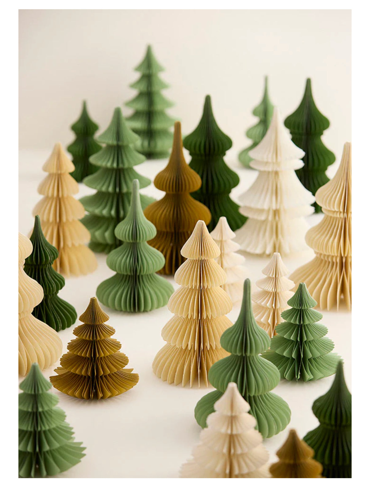 Papir Juletræ - Honeycomb Pine 16cm - Ochre