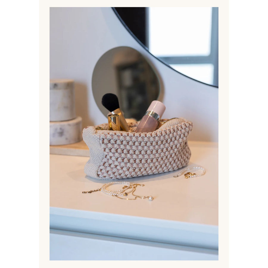 Strikket Clutch - Beige, Sugar Brown, Rose