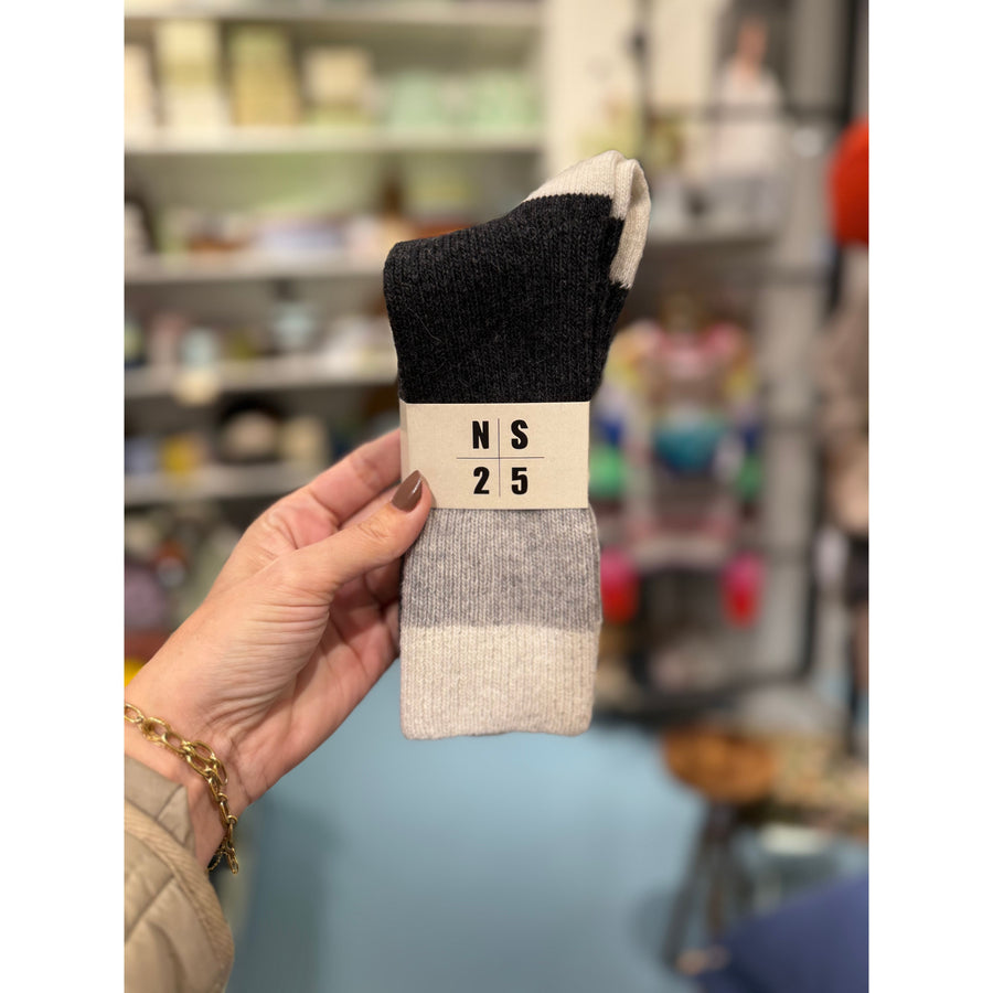 Uld sok - NS25 Hvid og grå