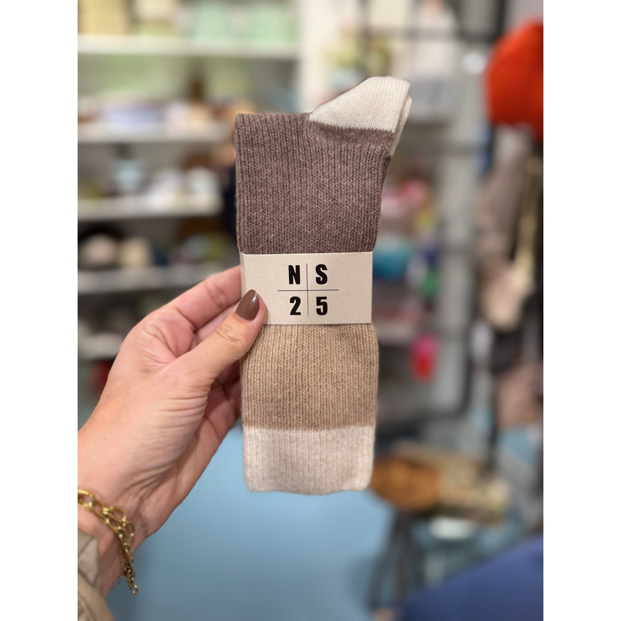 Uld sok - NS25 Hvid og beige