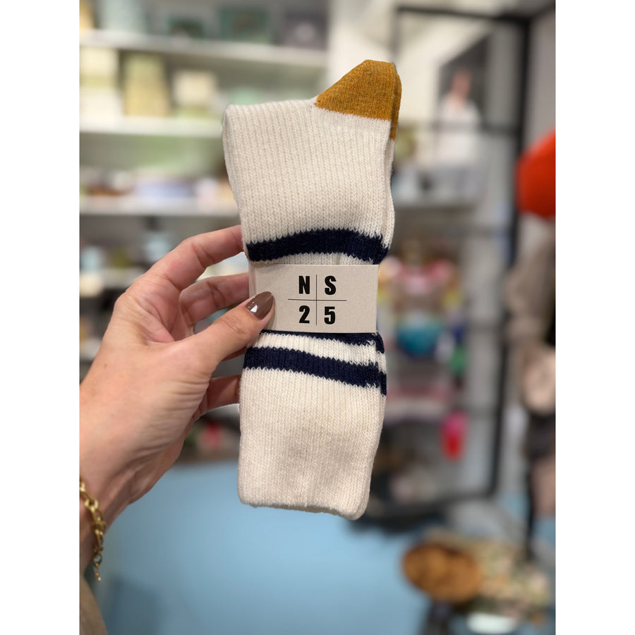 Uld sok - NS25 Hvid, orange og blå