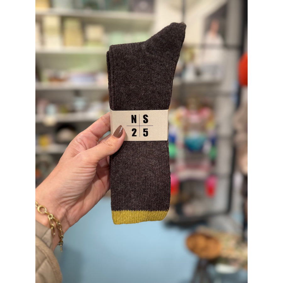 Uld sok - NS25 Brun og gul