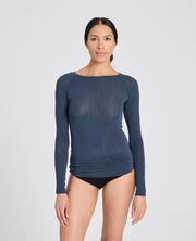 Amalie uld t-shirt - Denim Blue