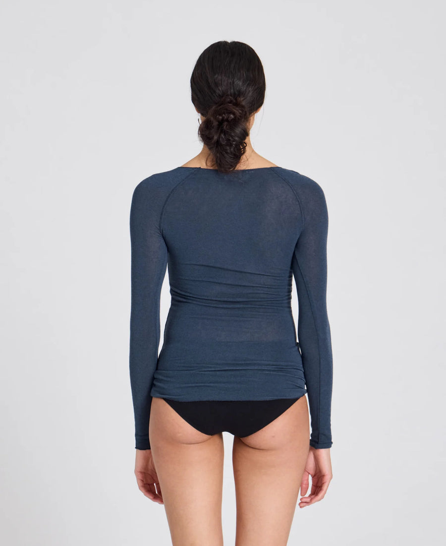 Amalie uld t-shirt - Denim Blue