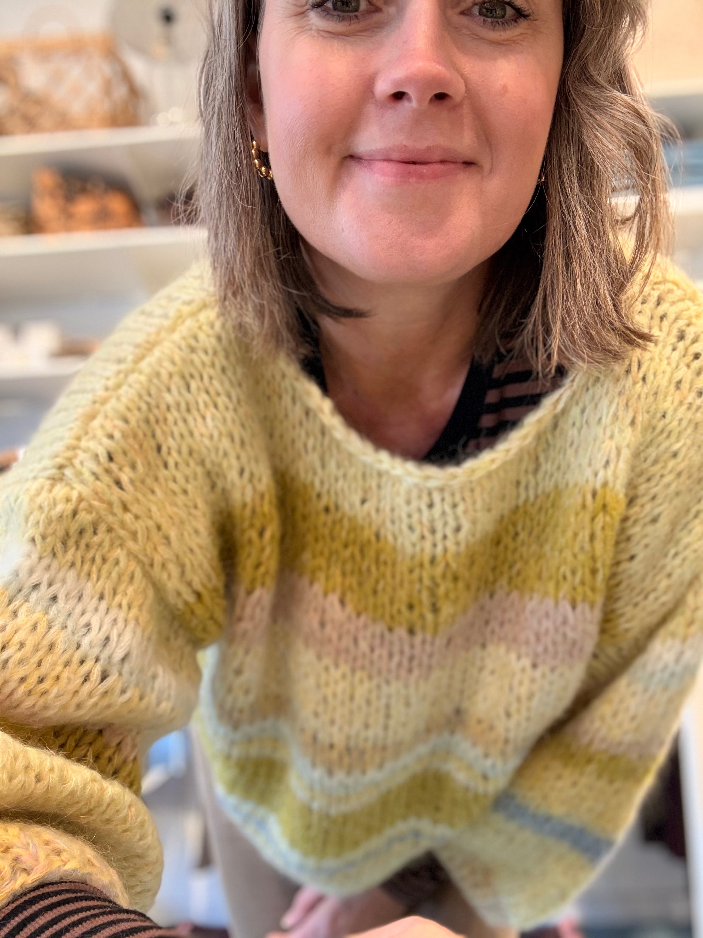 Lola striktrøje - 3/4 langt ærme - Gul