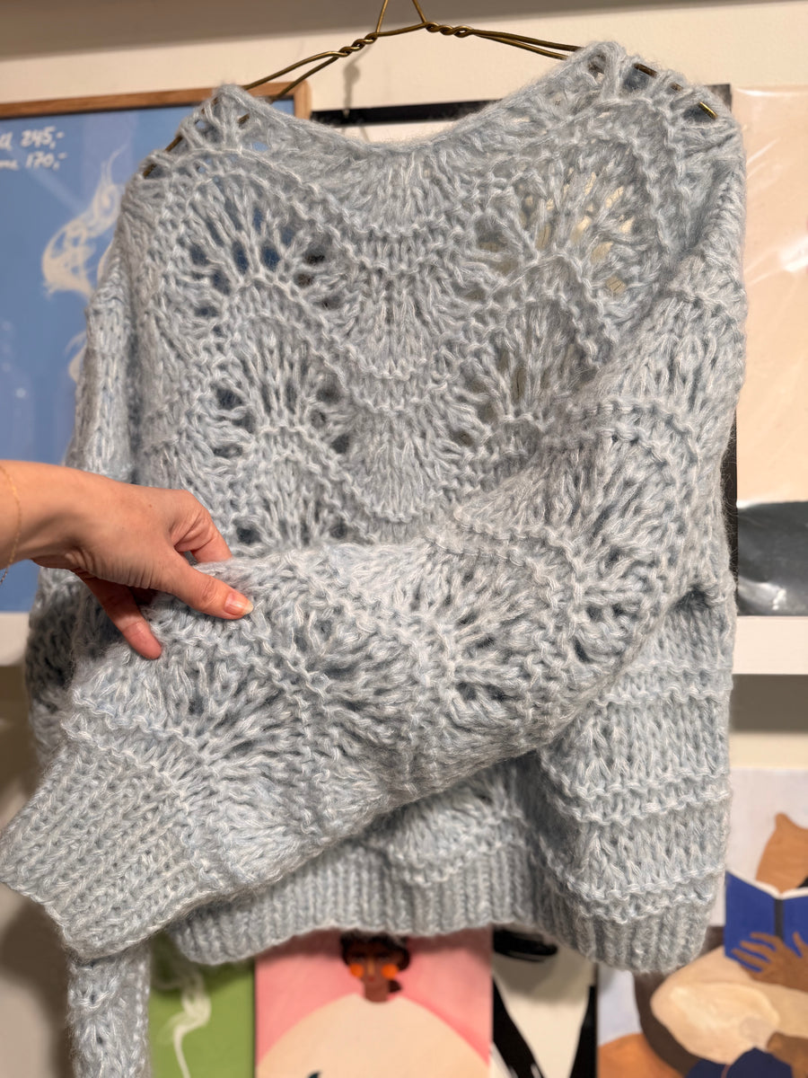 Ella Striktrøje - Langærmet - Ice Blue