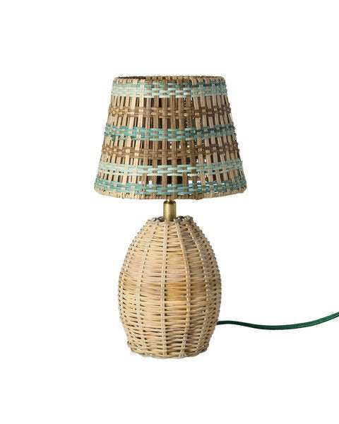 Rattan bordlampe i brunlige striber - small