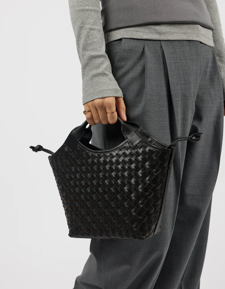 Mara Midi Woven Leather - Sort