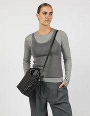 Mara Midi Woven Leather - Sort