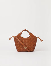 Mara Mini Woven Leather - cognac
