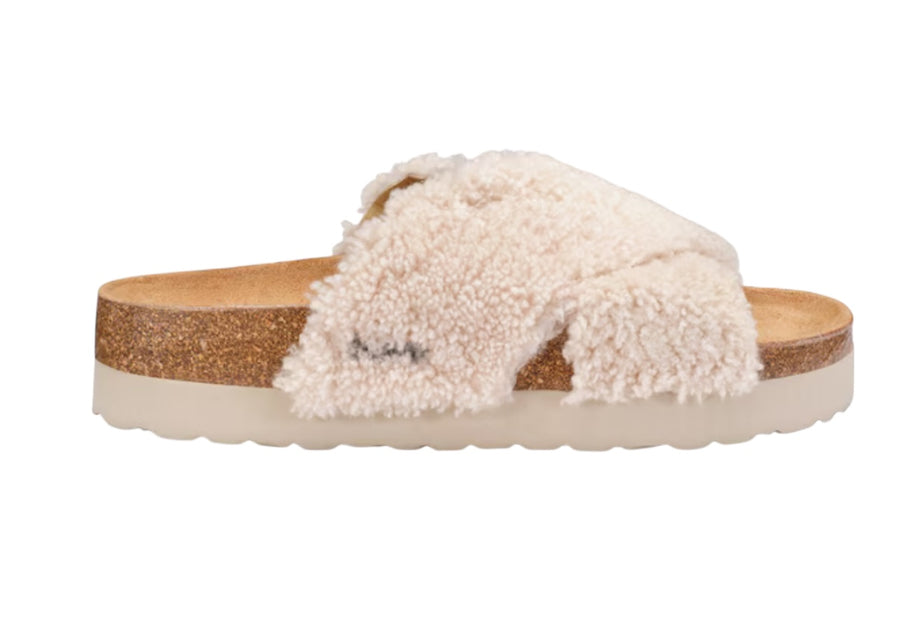 Elsa Fluffy Skind Sandal - Creme