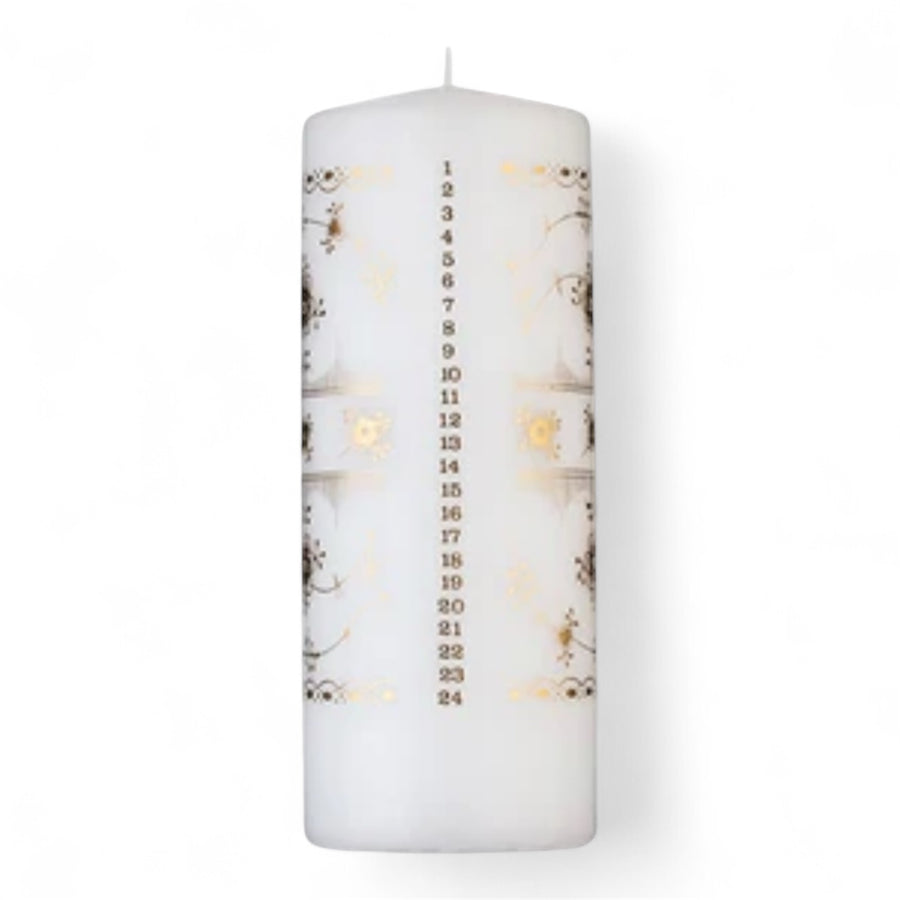 Kalenderlys - 7x18 cm - Guldmønster