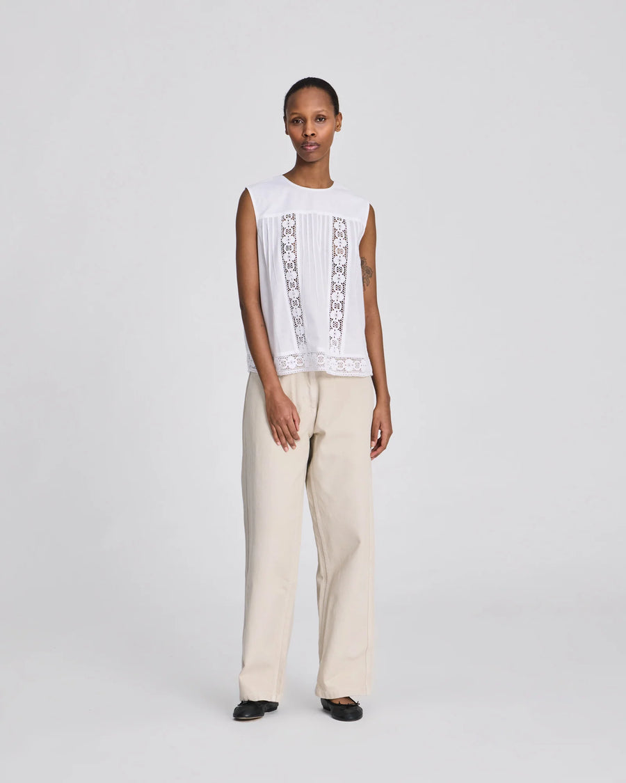 Rosita bomulds Voile Top - Hvid