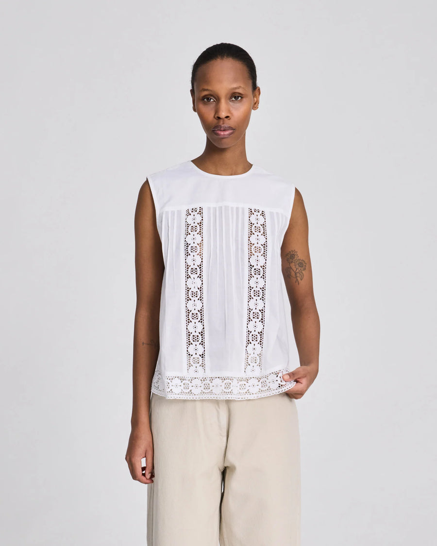 Rosita bomulds Voile Top - Hvid