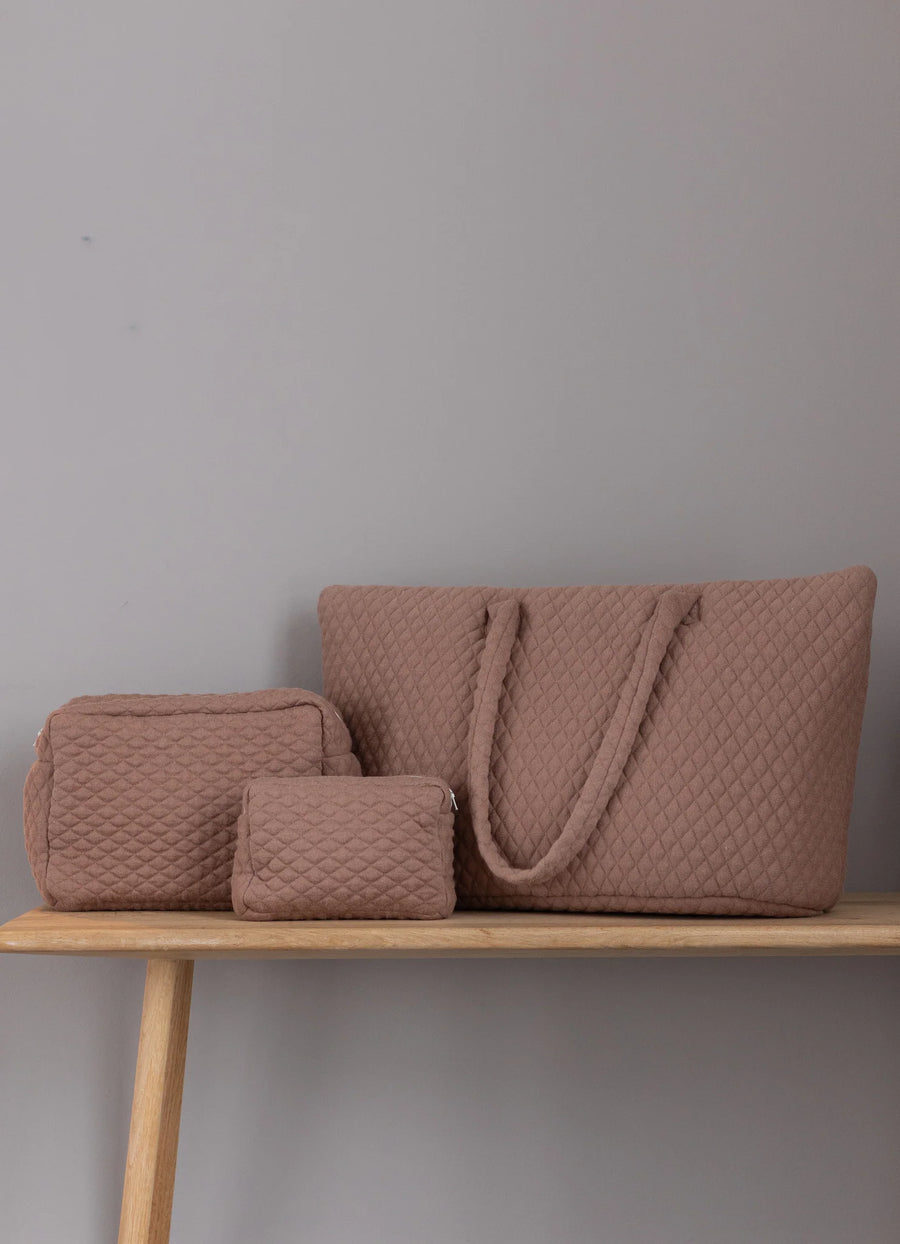 Quilted Cosmetic Bag - Brown Sugar