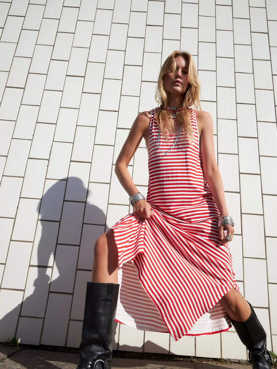 Rød & Hvid stribet kjole - MylaLL maxi dress
