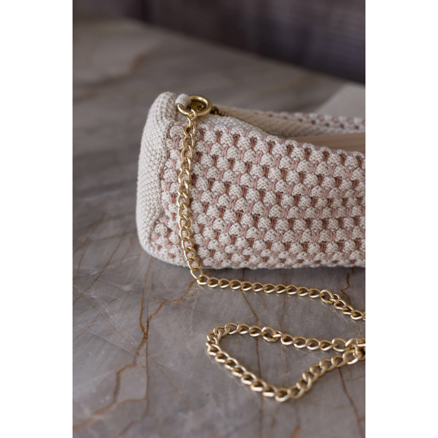 Strikket cross Body Clutch - Beige, Sugar Brown, Rose