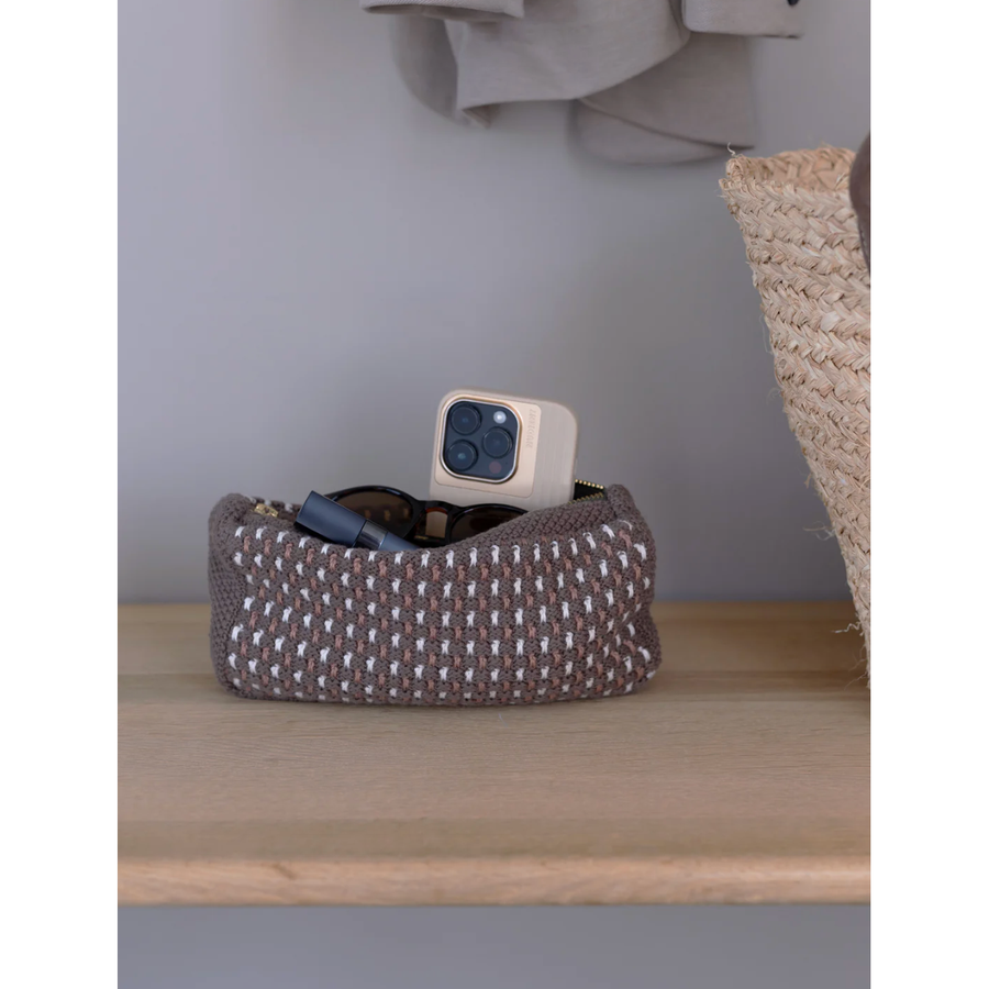 Strikket Clutch - Brown, Beige, Sugar