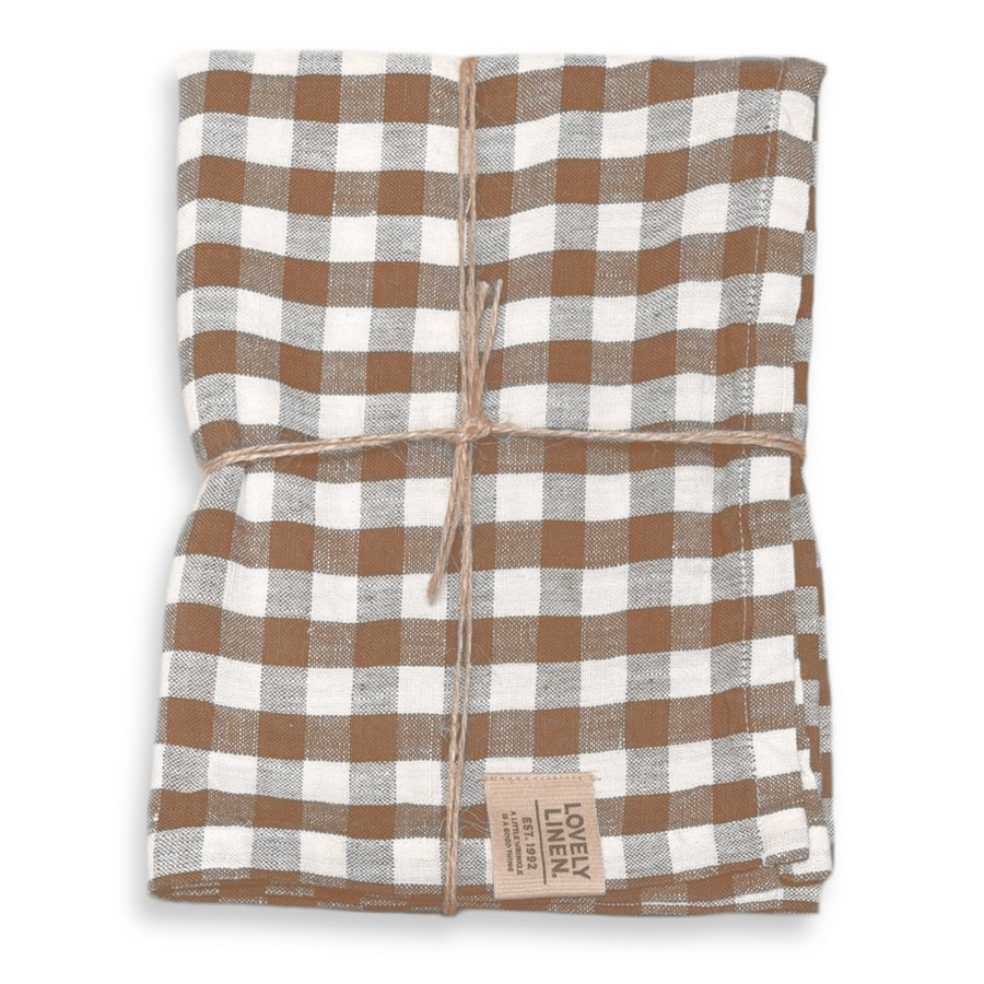 Hør Dug - 145x300 - Ternet - Almond