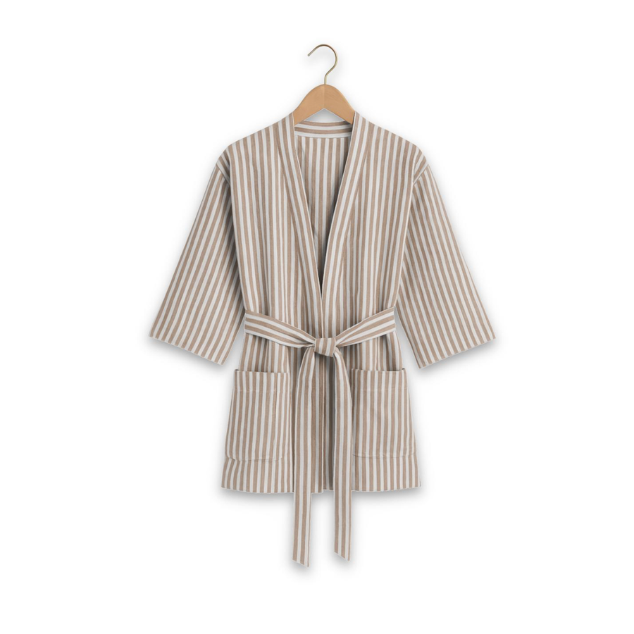 Lovely Linen Kimono i almond - stribet hør