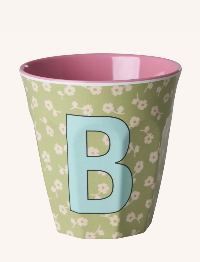 Melaminkop med bogstav B - Blomster - 250 ml