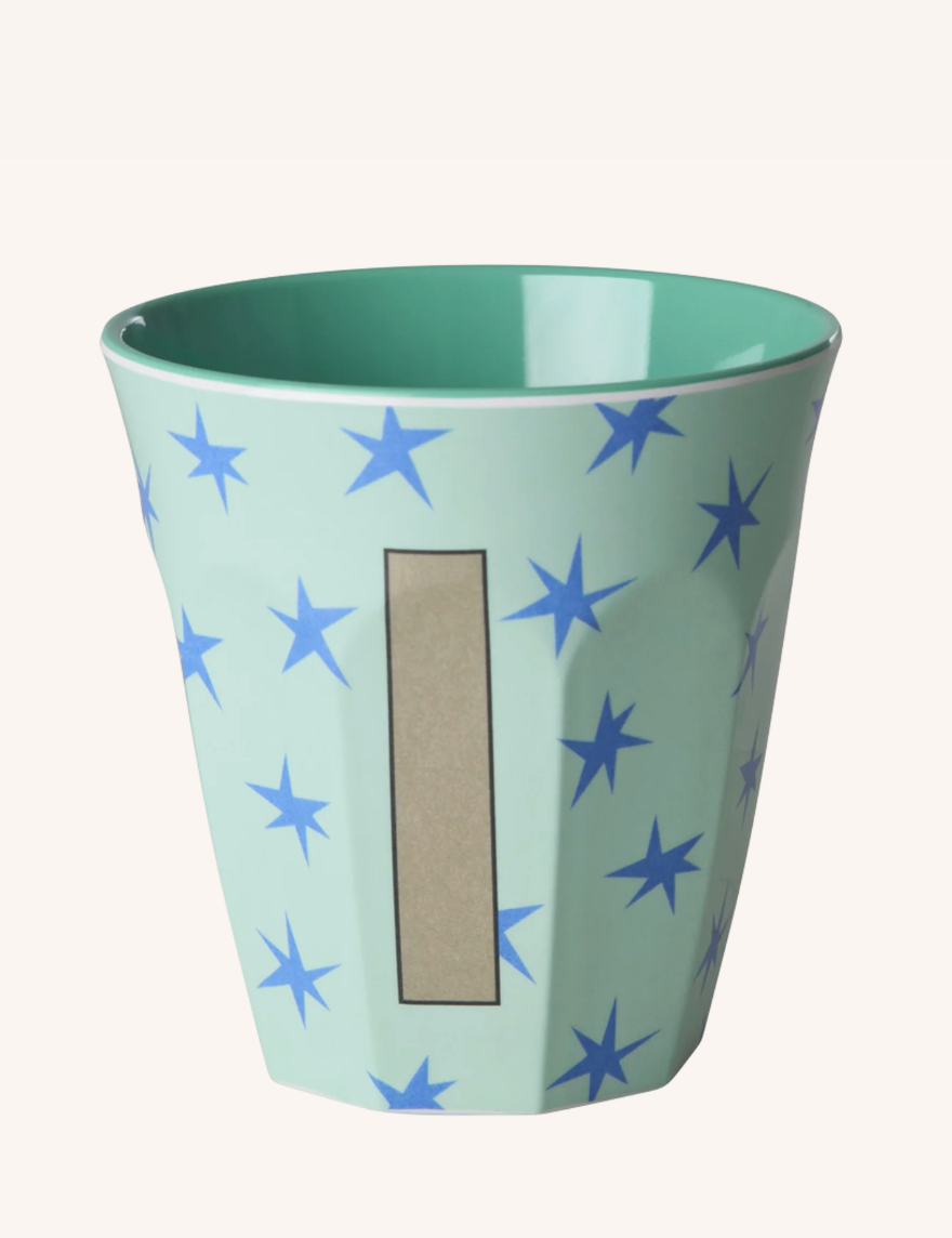 Melaminkop med bogstav I - Stjerner - 250 ml