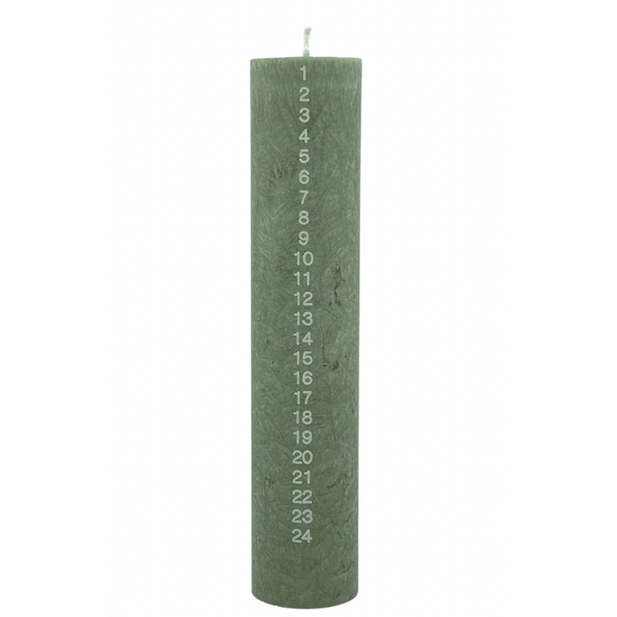 Kalenderlys i Olivenvoks | Moss Green Ø6x28cm