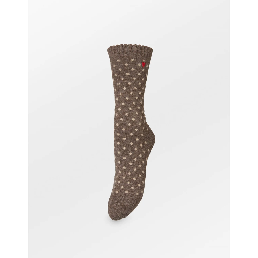 Dotted Wola Sock - Hot Fudge Brown