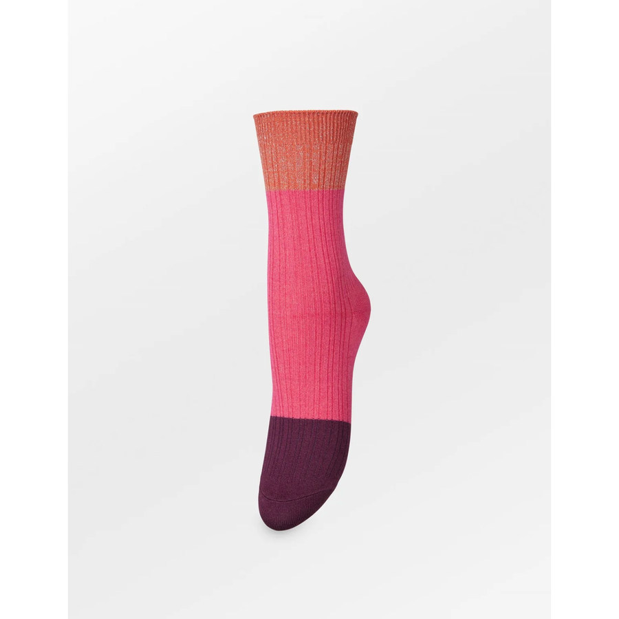 Colourblock Bam Sock - Carmine Pink