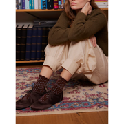 Dotted Frilla Short Sock - Chocolate Brown
