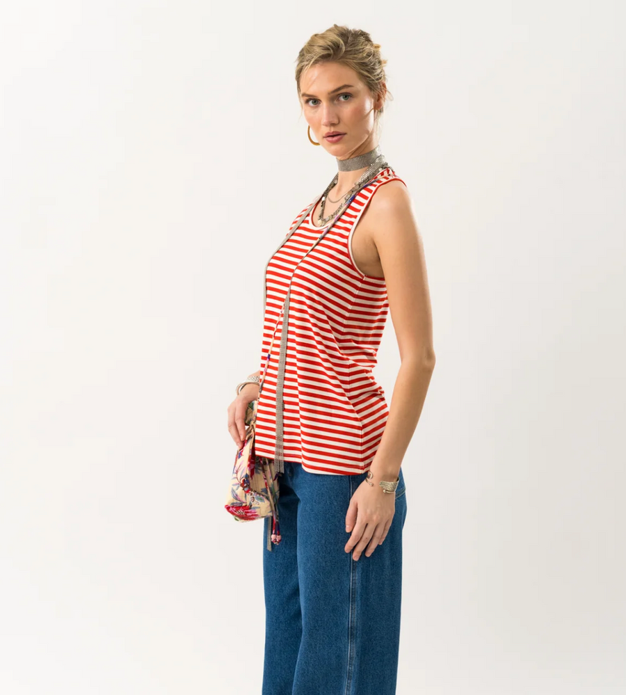 Stribet Top - AlsLL Top - Dark Blue