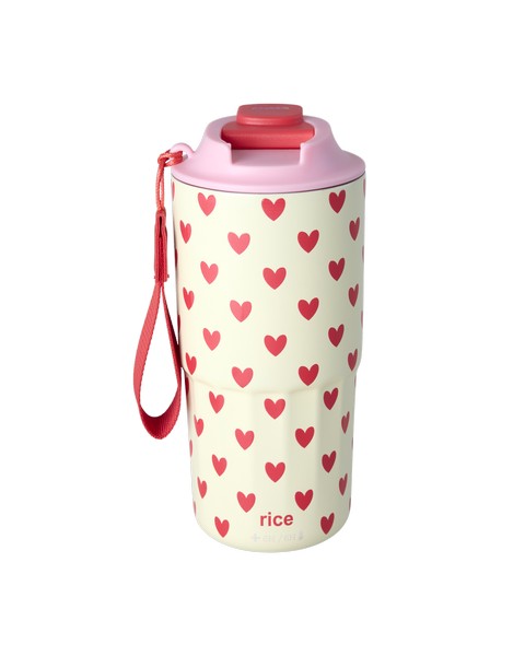 Termokop i rustfrit stål med hjerte print - large - 550 ml