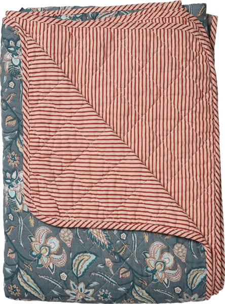 Vattæppe Ethnic, Stor Blomst - Mørk Blå/Rød 140x180 cm