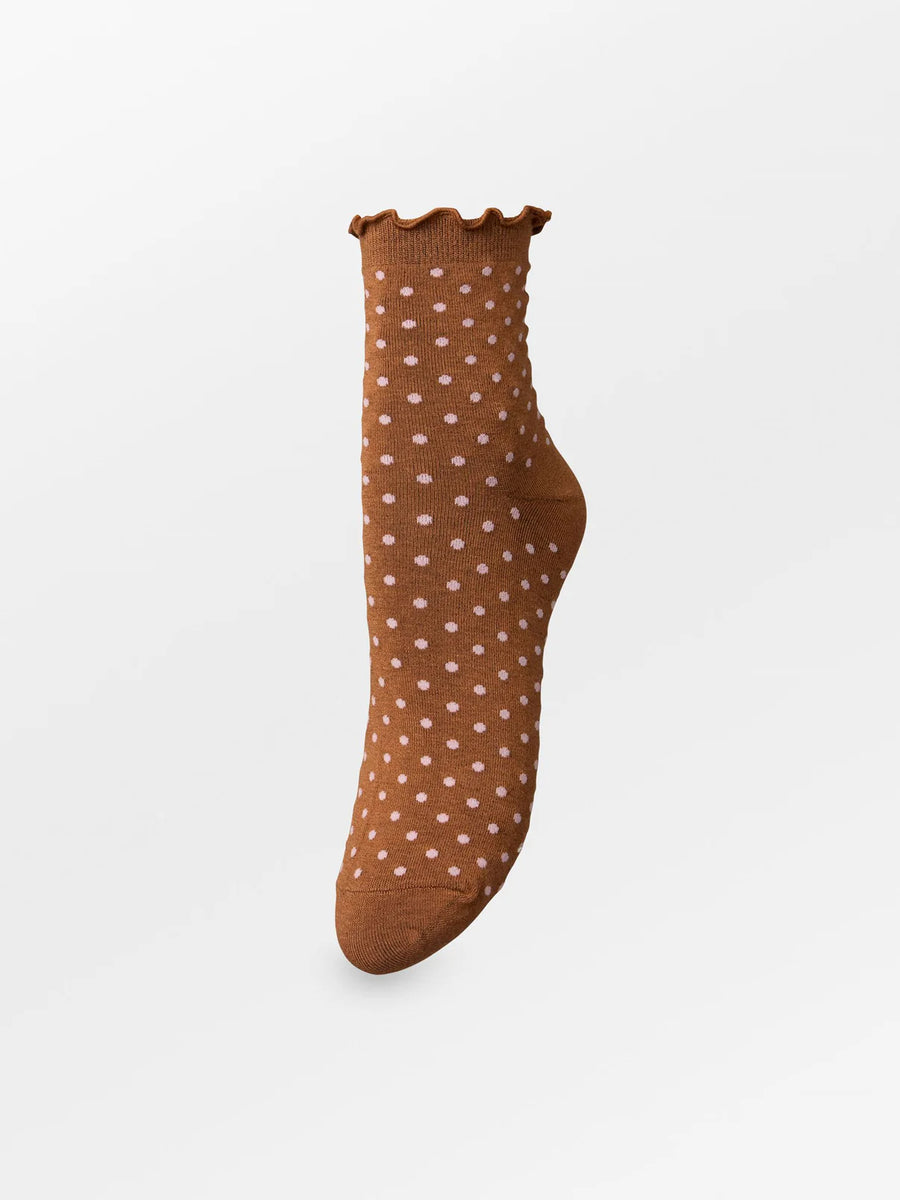 Dotted Frilla Short Sock - Brun